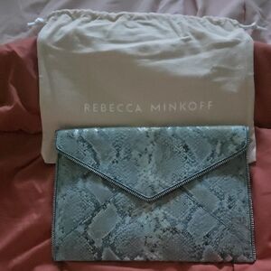 Rebecca Minkoff Blue Snakeskin Envelope Clutch